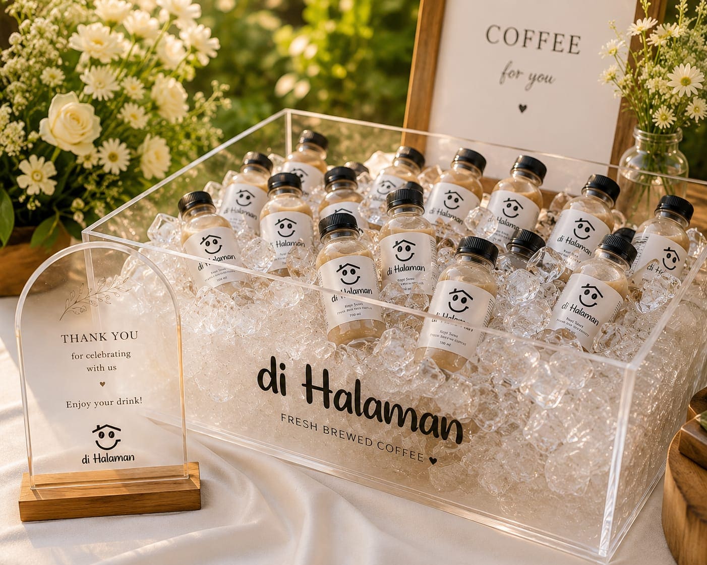 Barista Di Halaman sedang menyiapkan kopi untuk event.